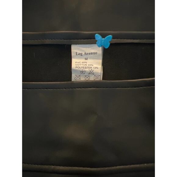 VTG PVC Black Buckle Mini 🖤 Goth Punk Vinyl Skirt Y2K Core Medium - Picture 4 of 5